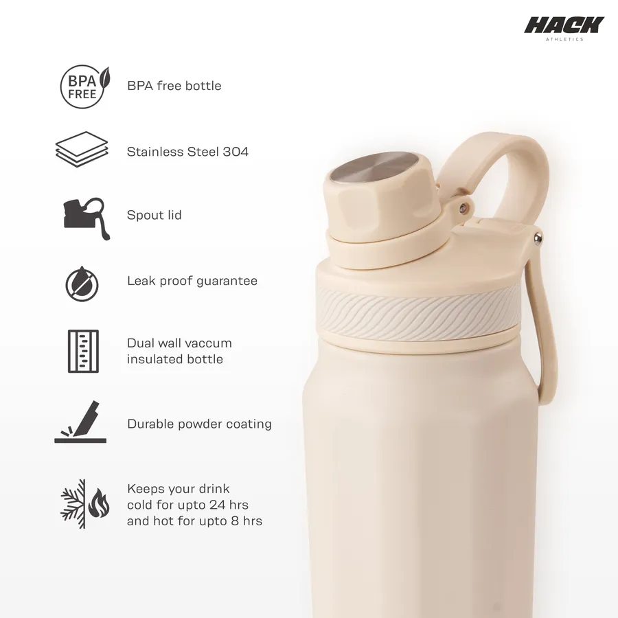 Hack Athletics Premium Aqua Water Bottle Cream | 709ML