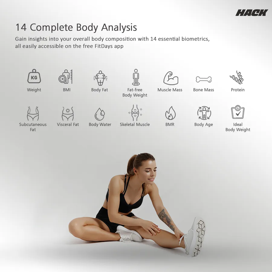 Hack Athletics BMI Body Weighing Scale White