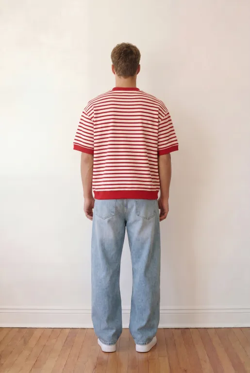 RedxGreen striped embroidered Tshirt