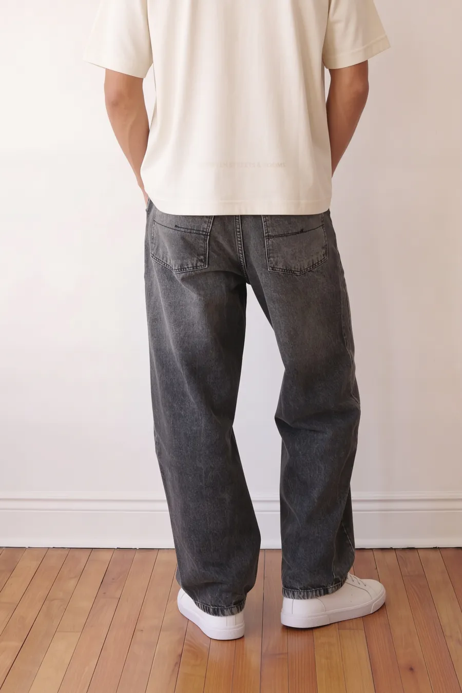 Washed black Wide Leg Jeans