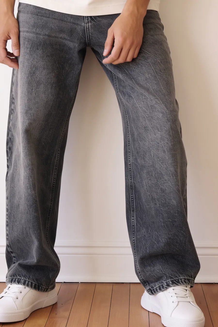 Washed black Wide Leg Jeans
