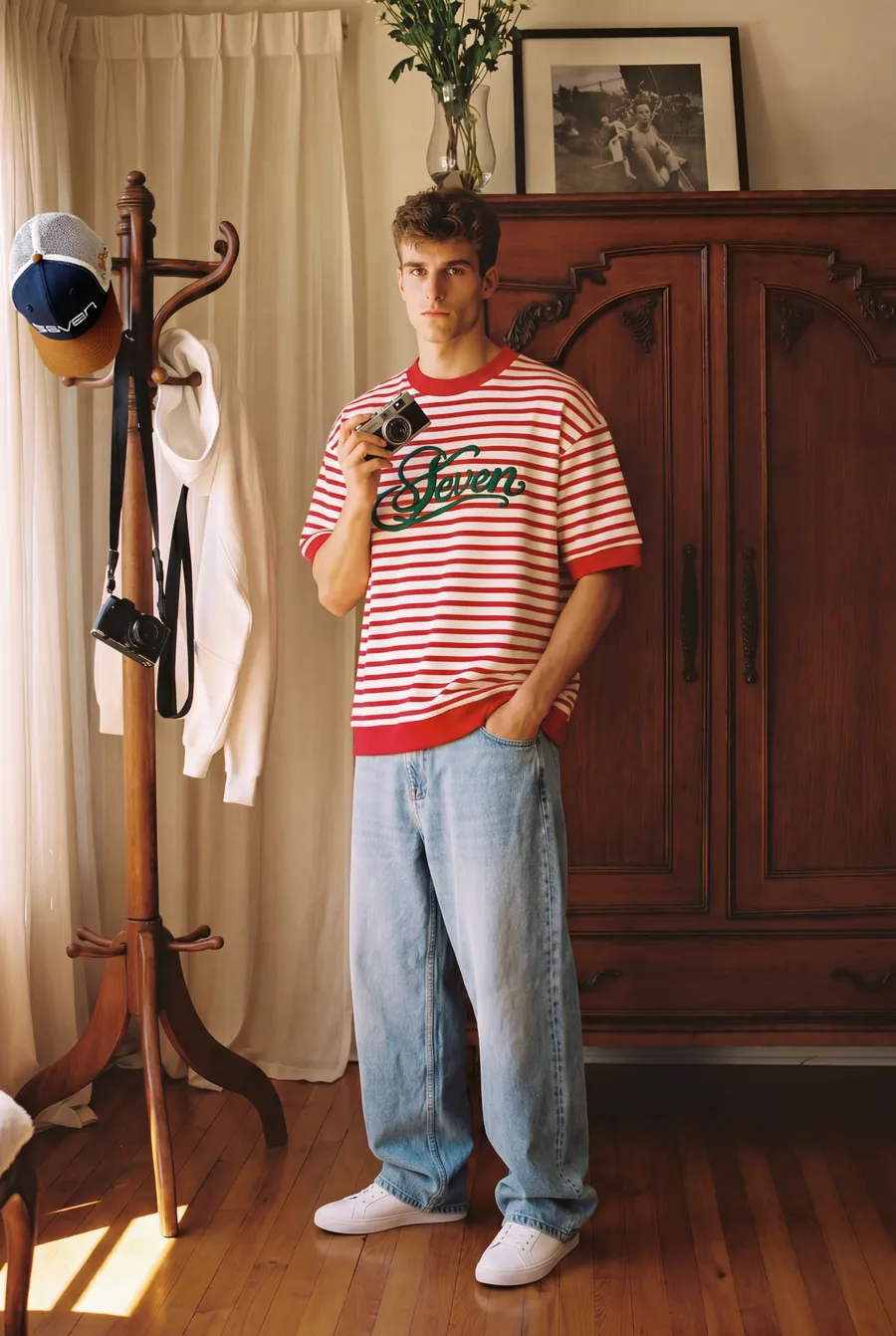 RedxGreen striped embroidered Tshirt